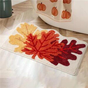 Maple Leaf Rug, Cute Fall Decor for Autumn Farmhouse Bathroom Kitchen,‎ Non-Slip